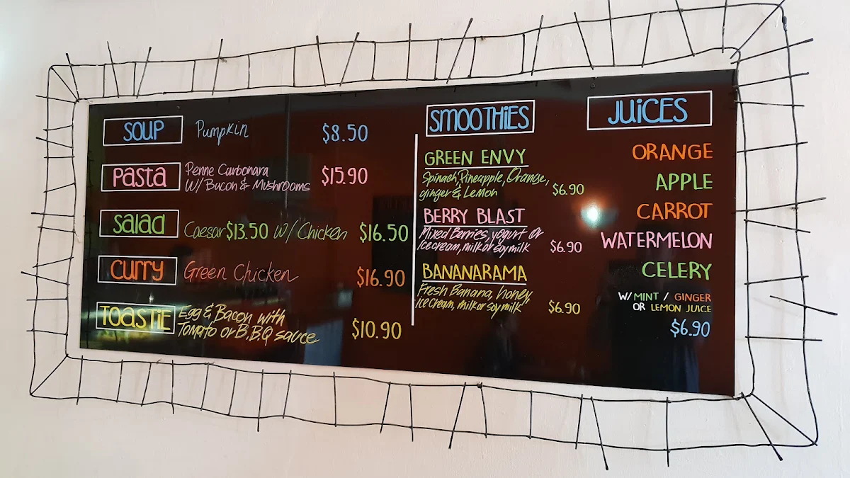Menu, Cafe Froot