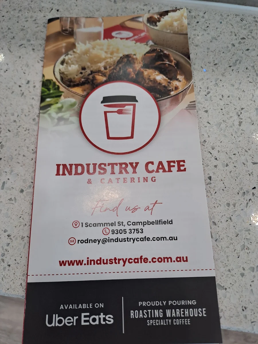 Menu, Industry Cafe & Catering