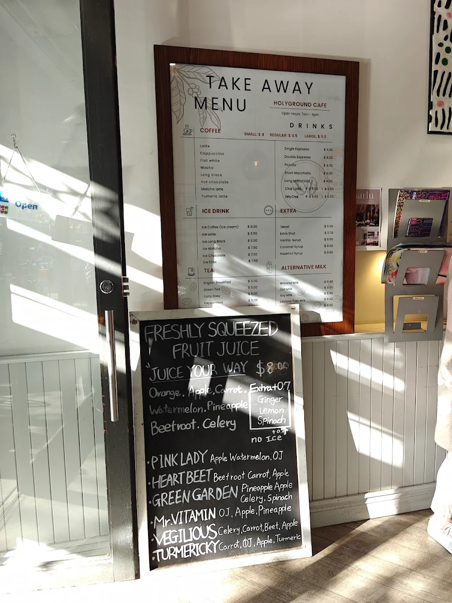 Menu, Holy Grounds Cafe