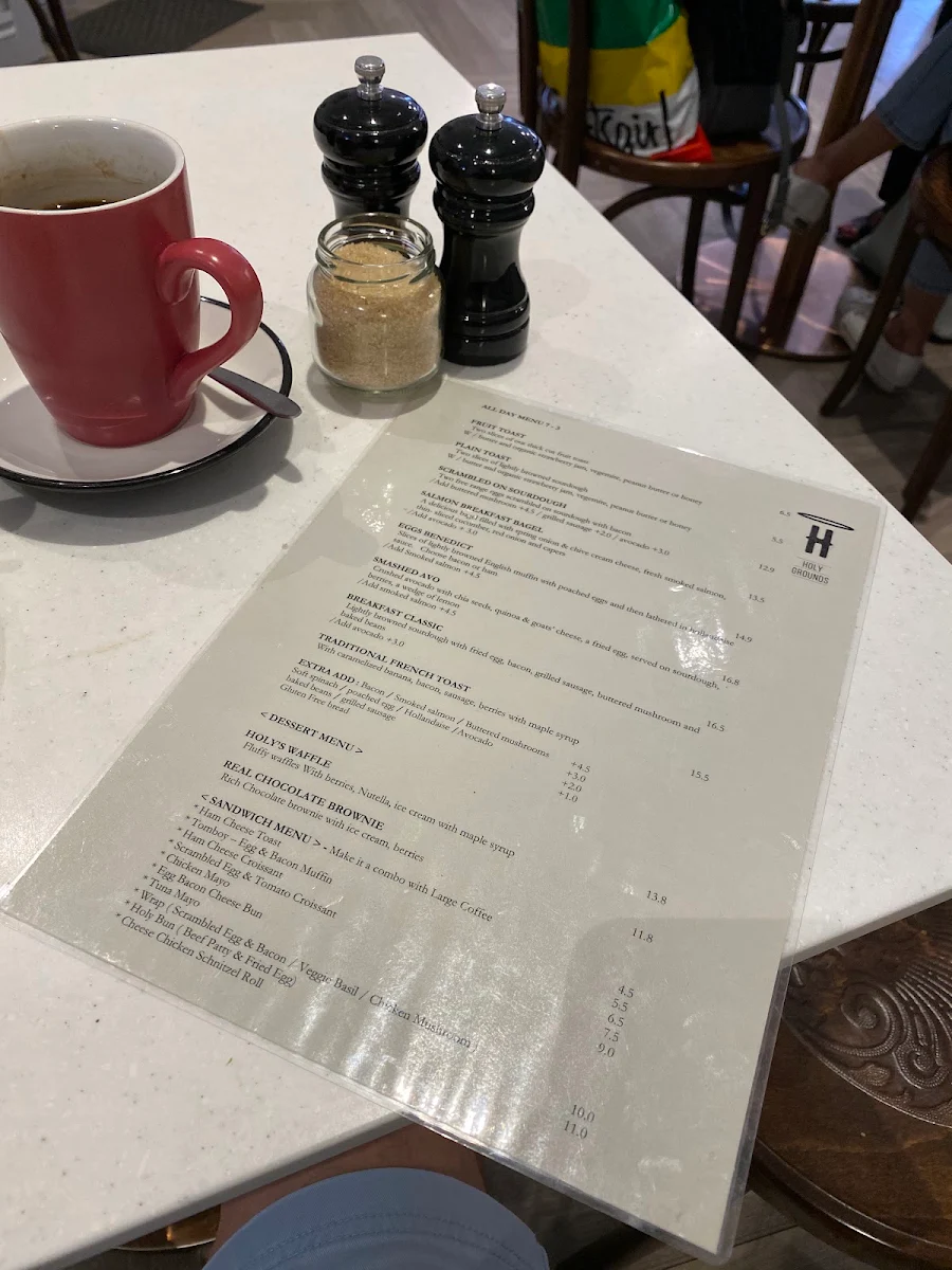 Menu, Holy Grounds Cafe