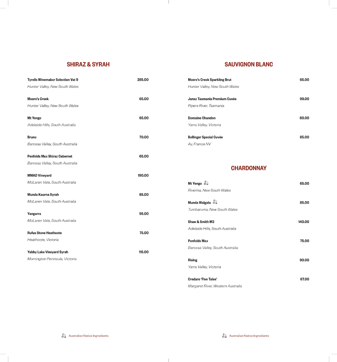Menu, Ilkari Restaurant