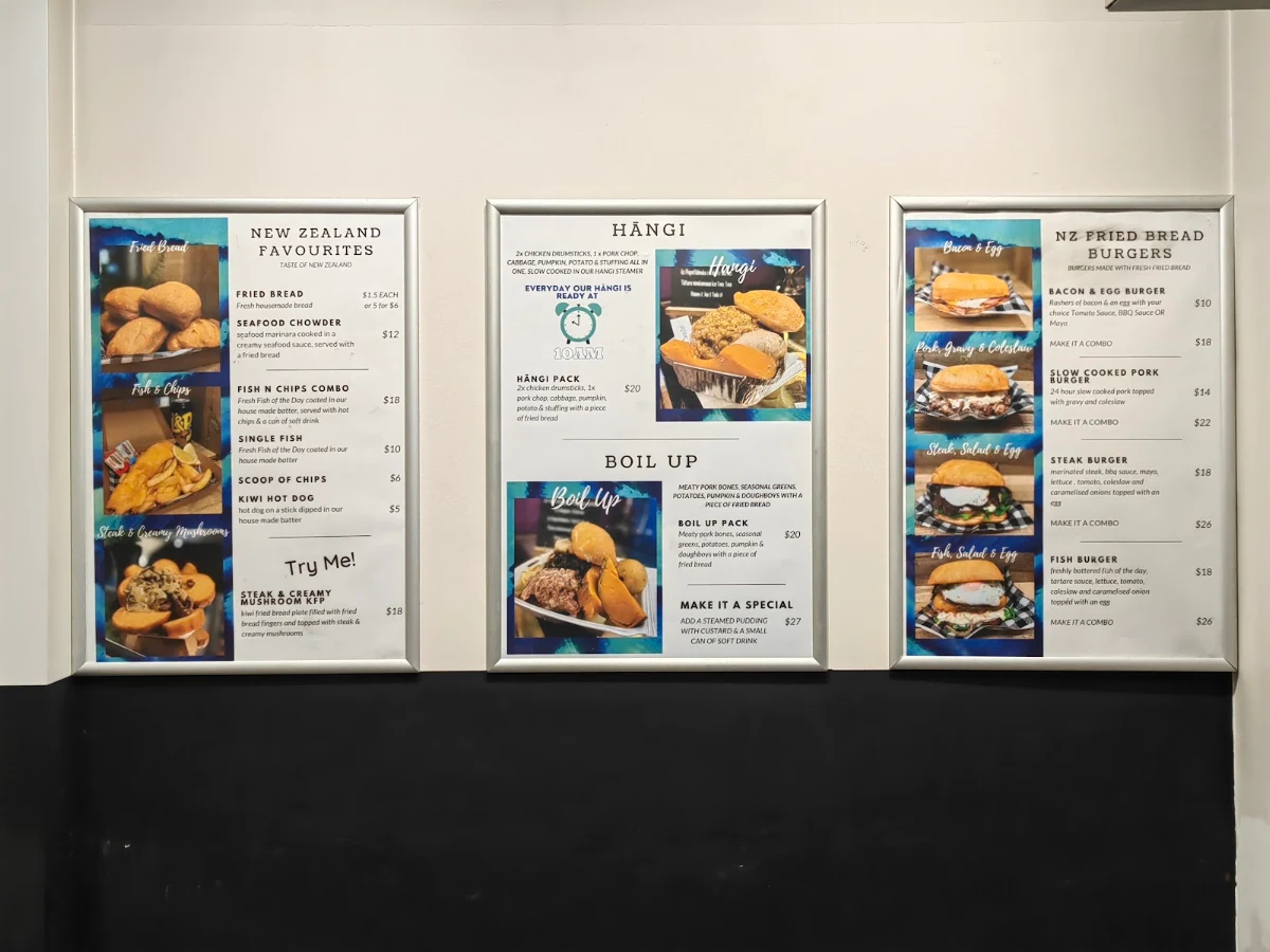 Menu, NZ Street Food