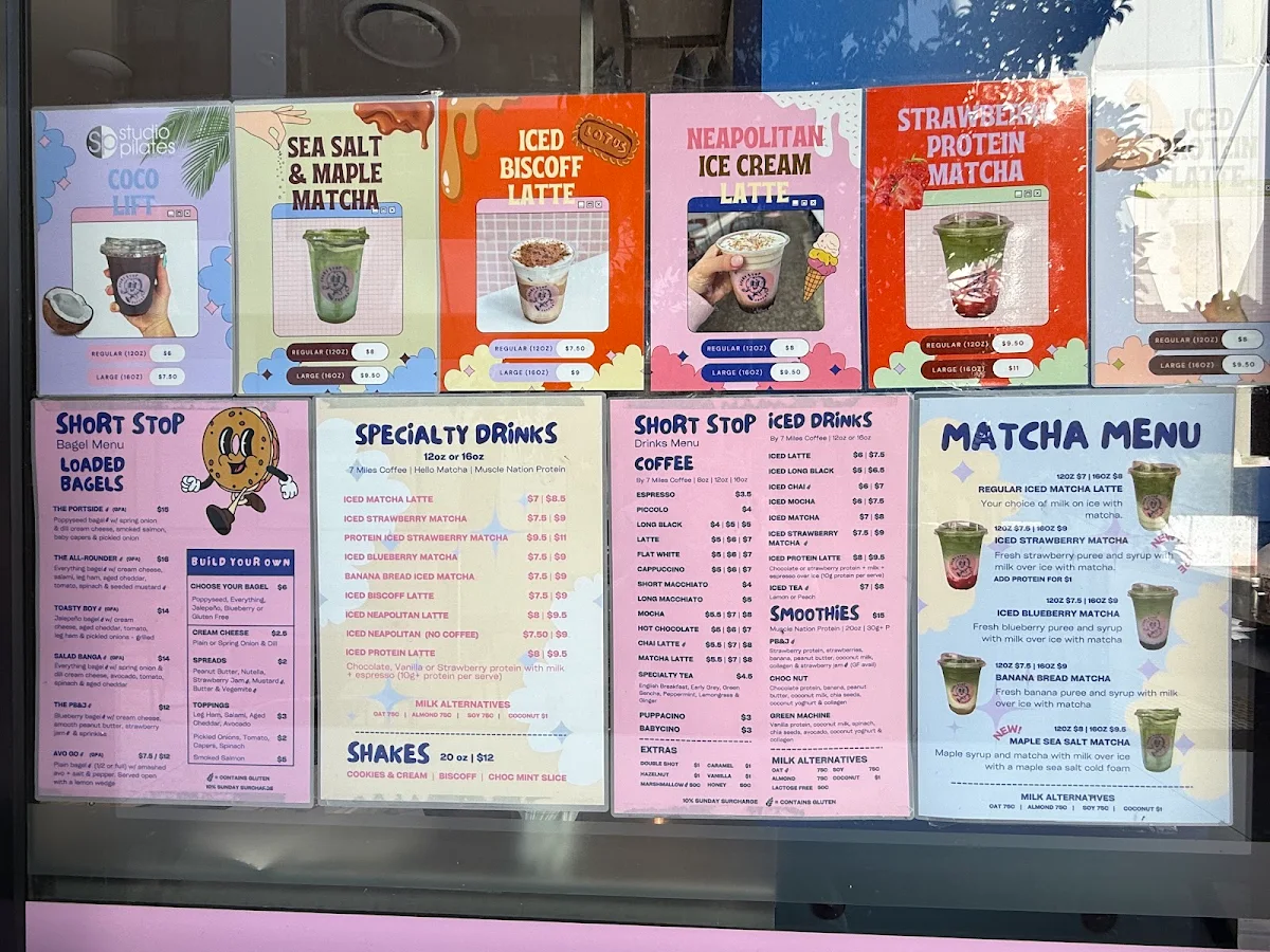 Menu, Short Stop Coffee