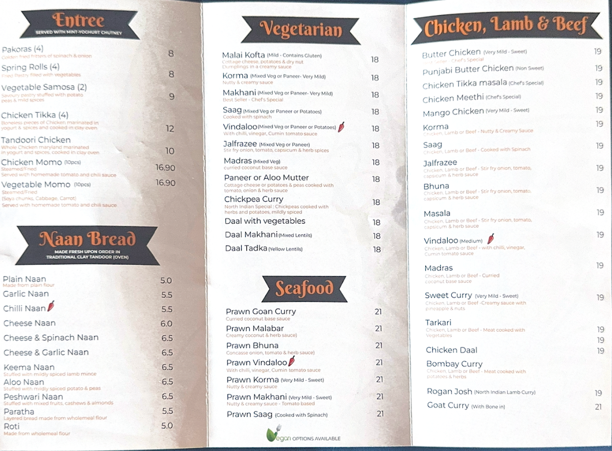 Menu, Indian Delights - Modern Indian Restaurant & Bar Miami