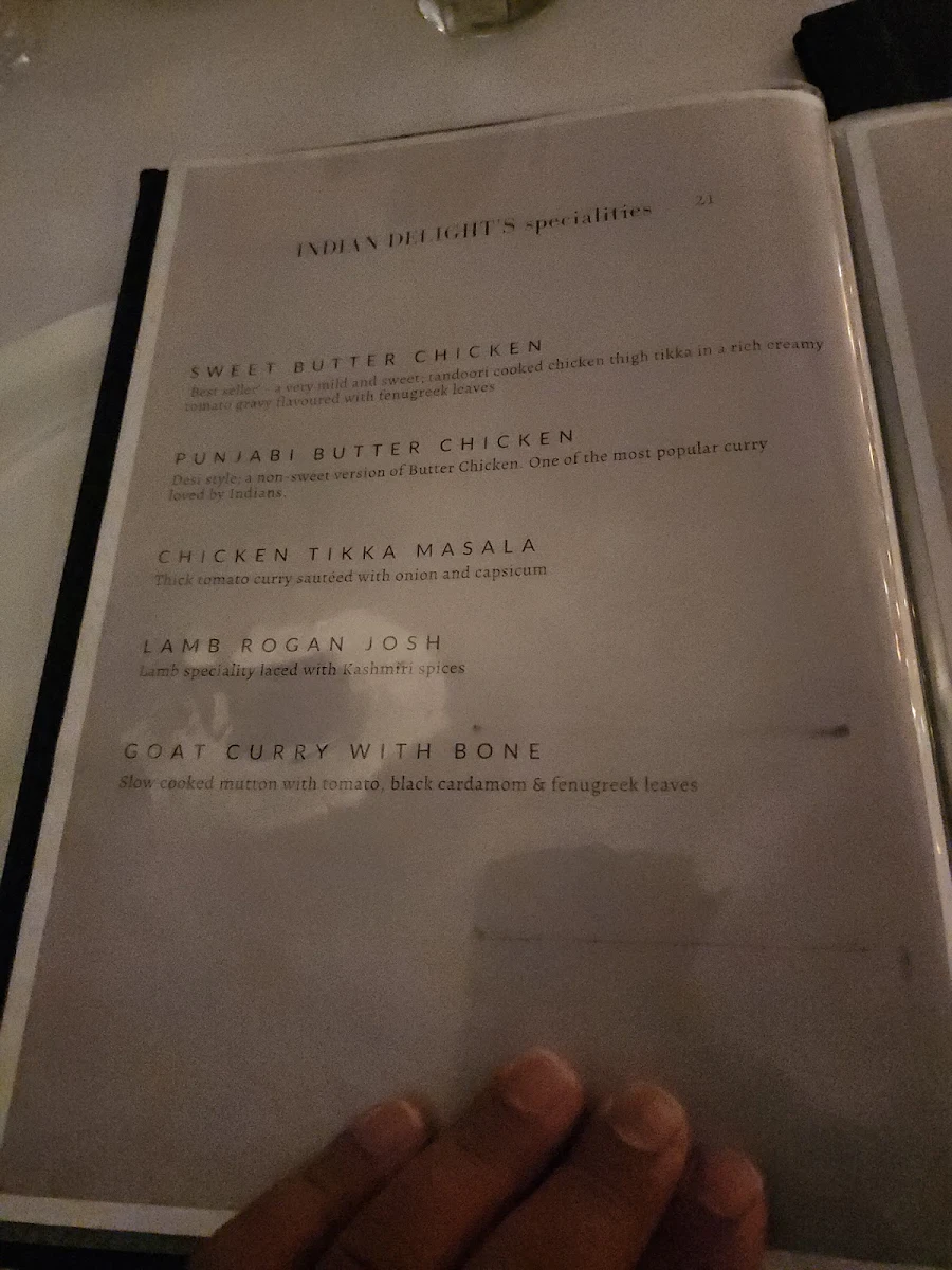 Menu, Indian Delights - Modern Indian Restaurant & Bar Miami