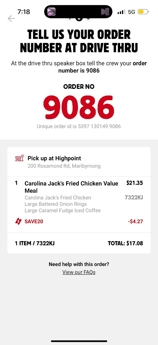 Menu, Hungry Jack's Burgers Highpoint