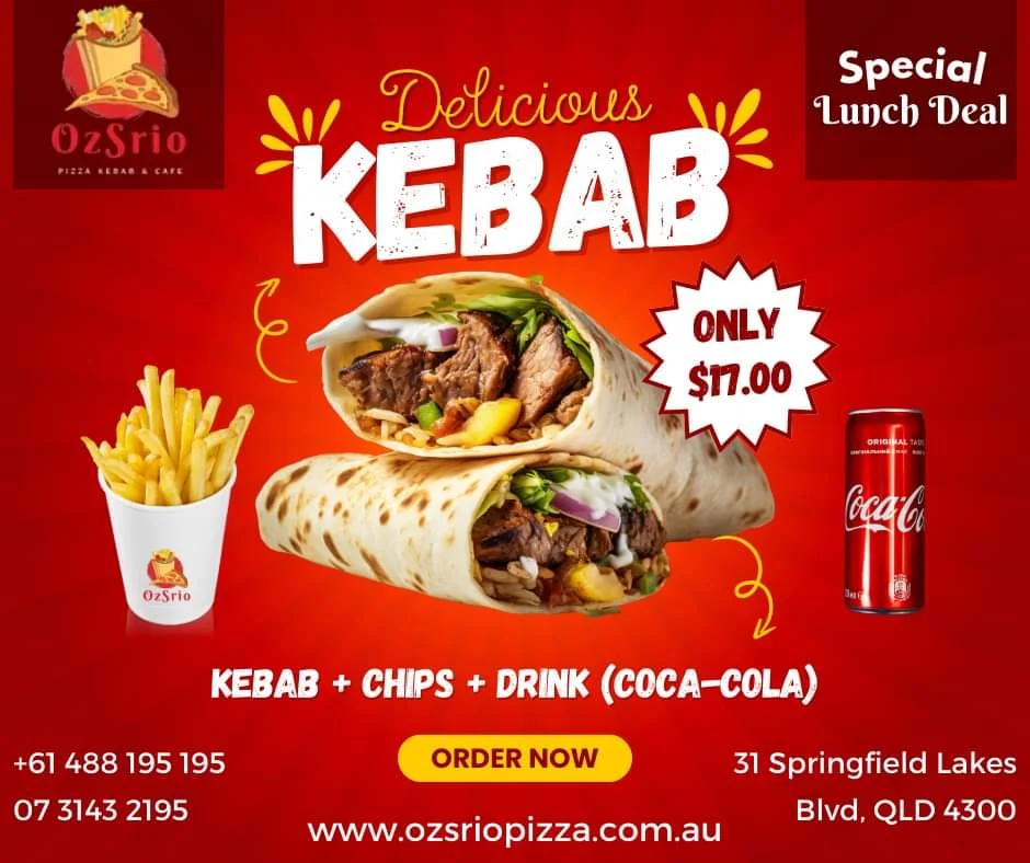 Menu, OzSrio Pizza Kebab & Cafe - Springfield Lakes