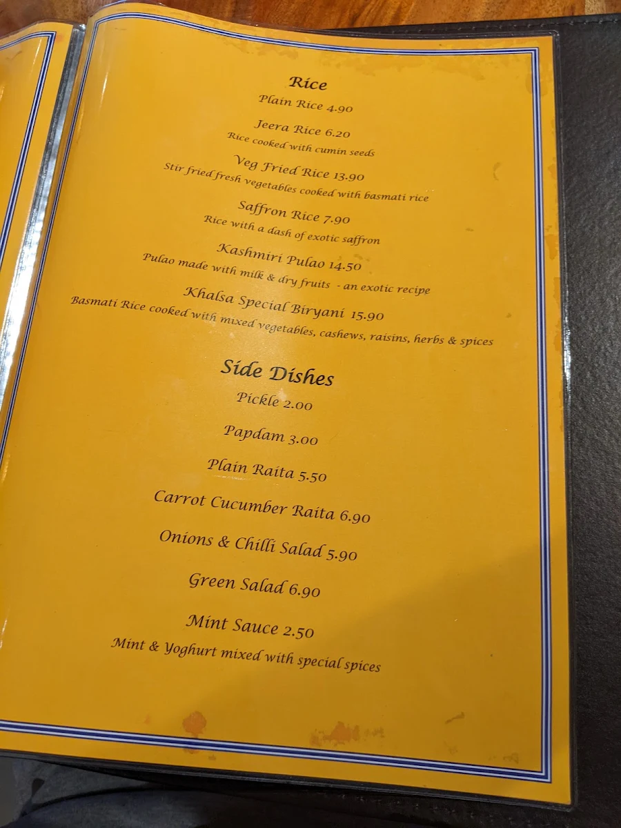 Menu, Khalsa Foods - Vegetarian - Vegan - NOG - Jain - Restaurant Sydney