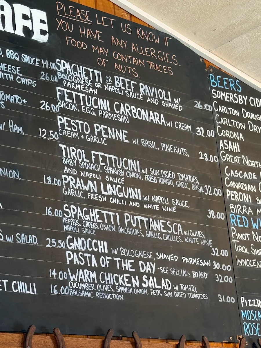 Menu, Tirol Café