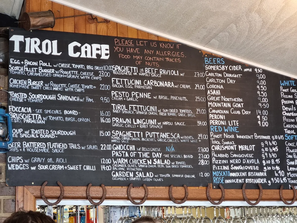 Menu, Tirol Café