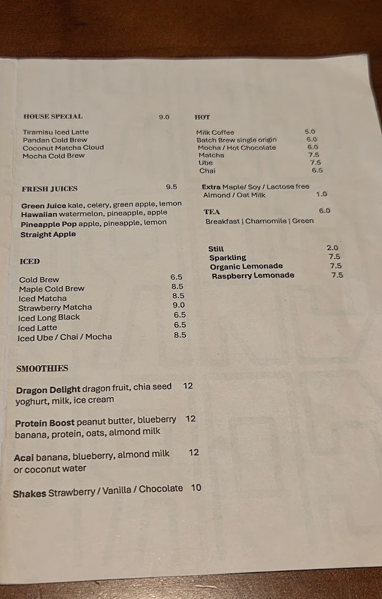 Menu, CARAWAY