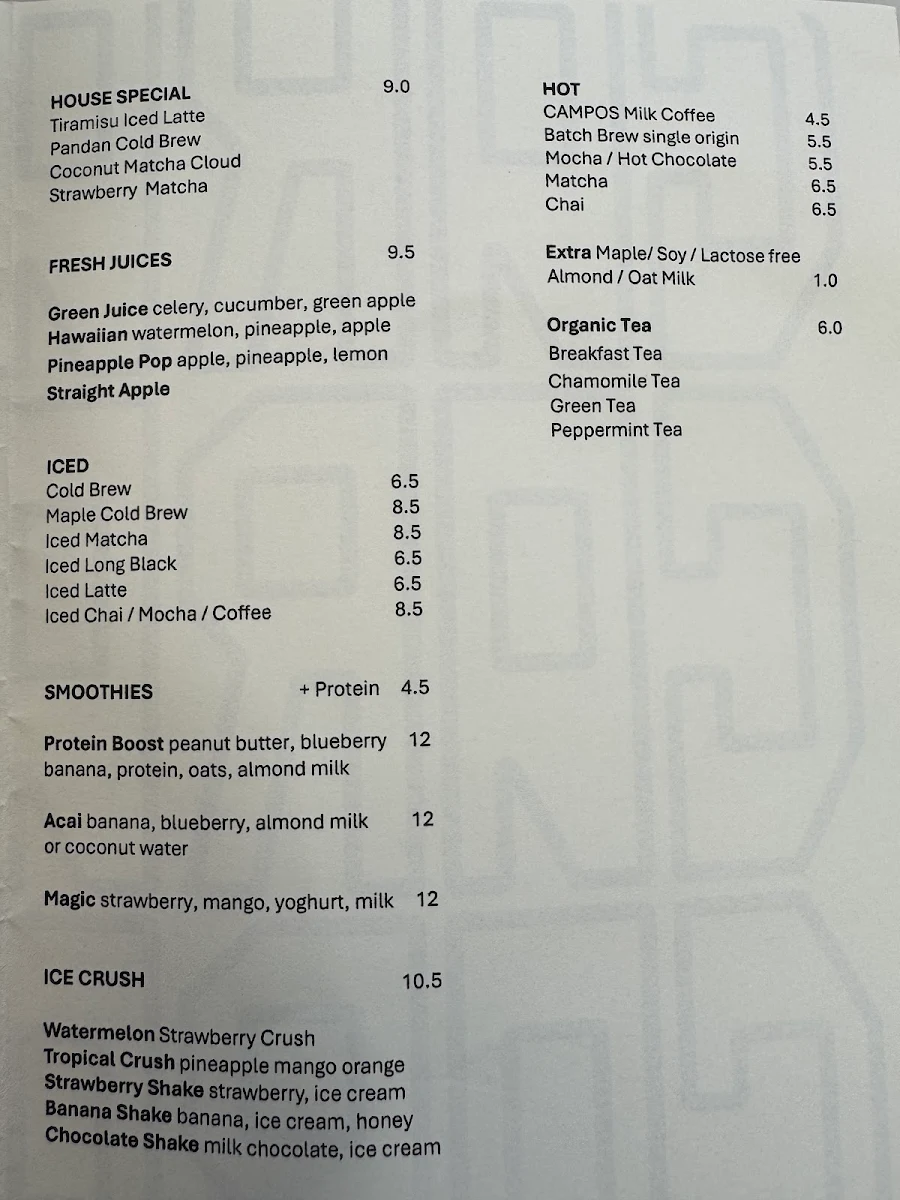 Menu, CARAWAY