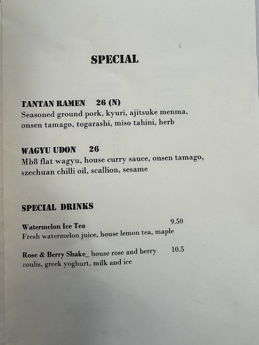 Menu, CARAWAY