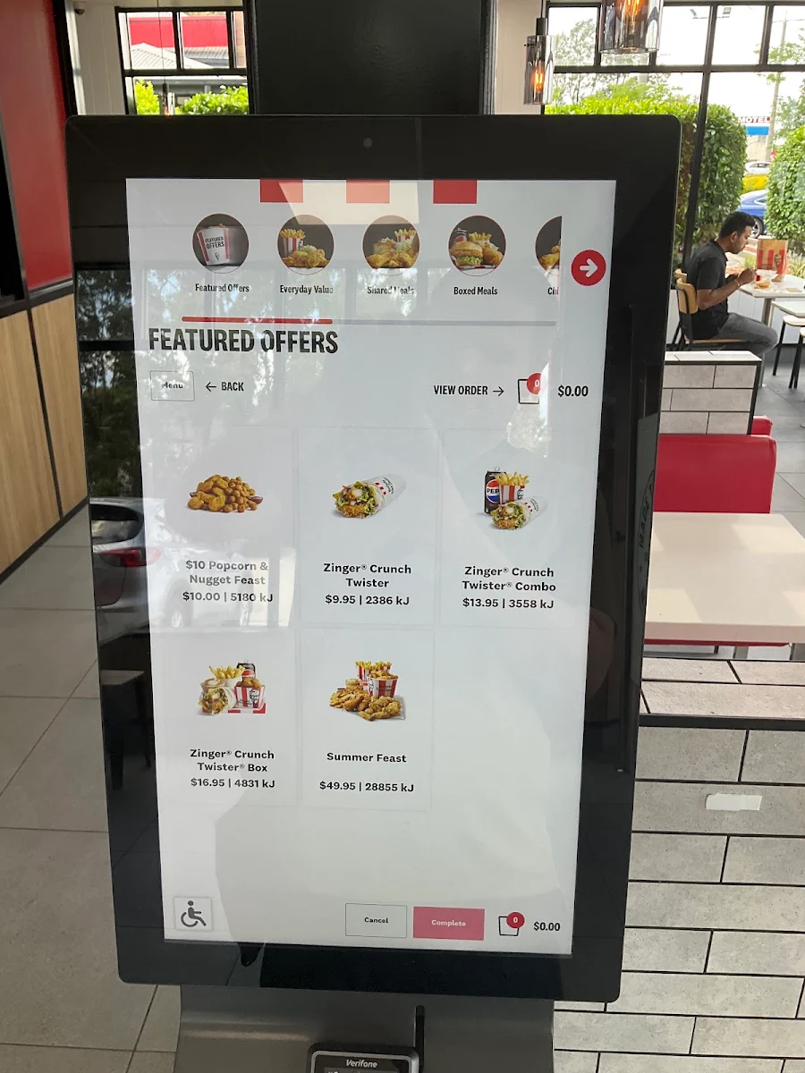 Menu, KFC Hallam