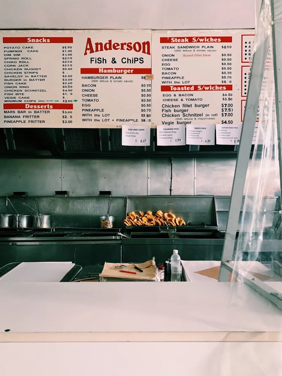 Menu, Anderson Fish & Chip Fawkner