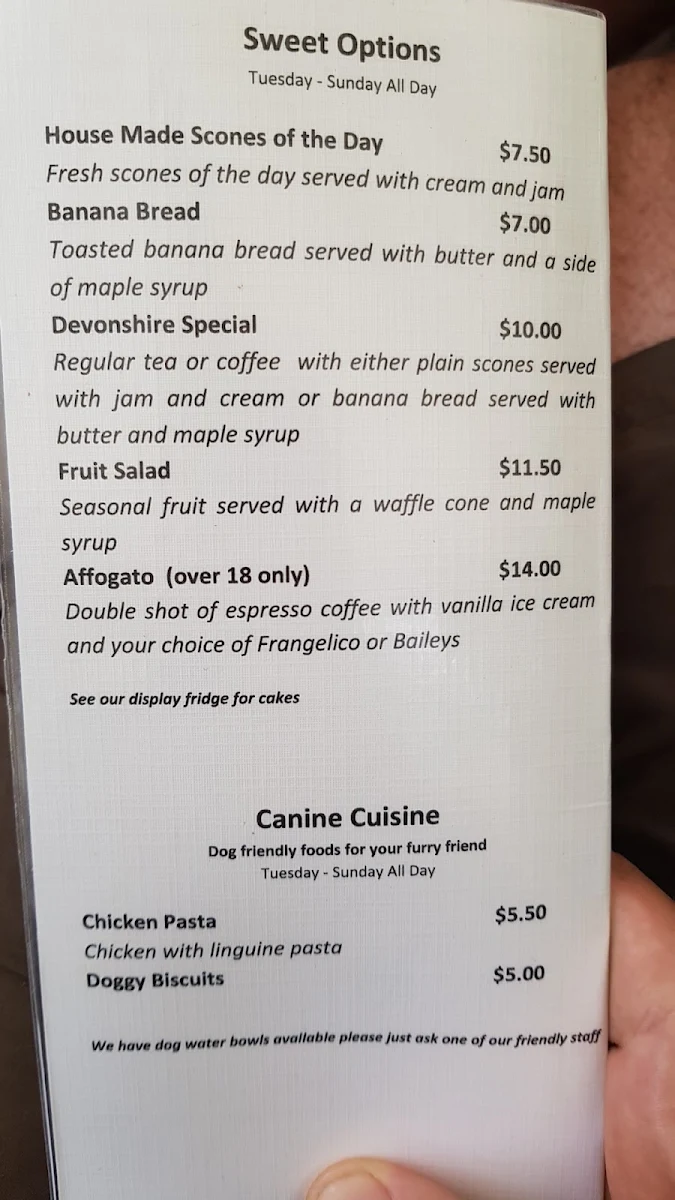 Menu, Yarralumla Gallery and Oaks Brasserie