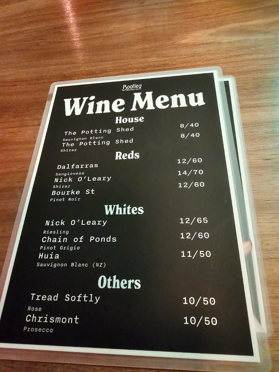 Menu, Bootleg Bar