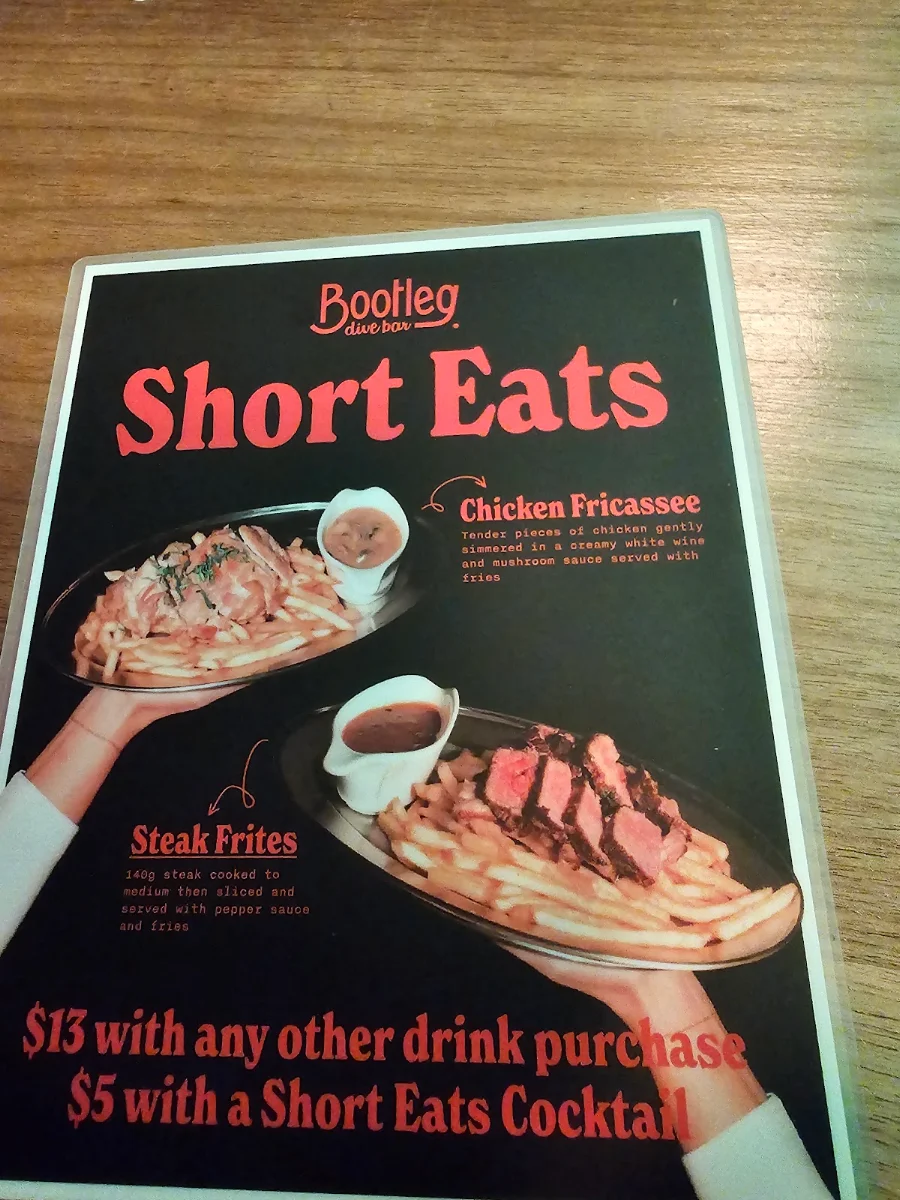 Menu, Bootleg Bar
