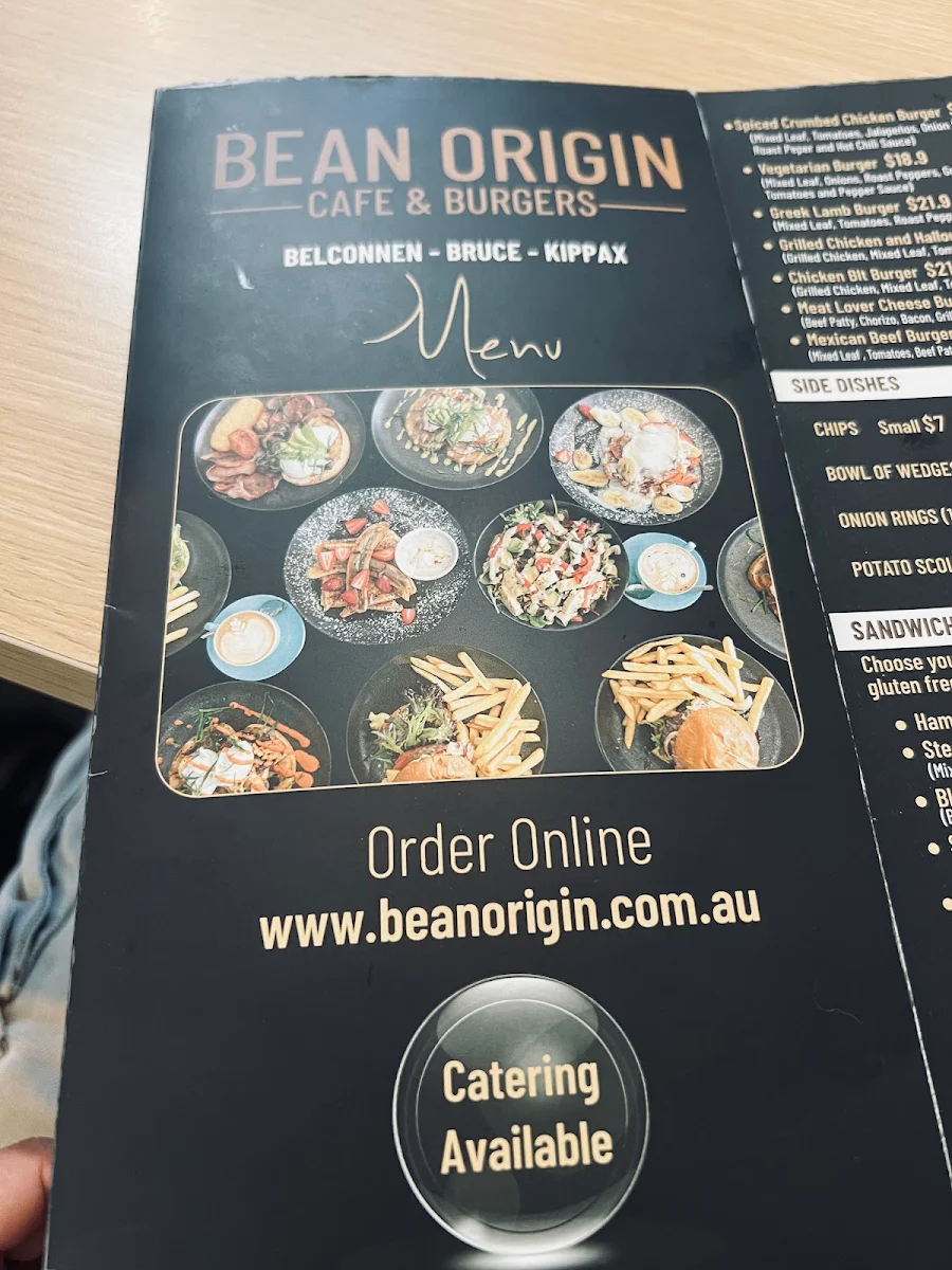 Menu, Bean Origin Kippax