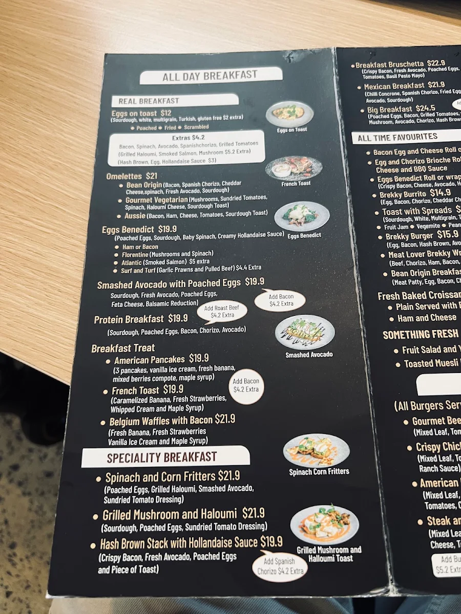 Menu, Bean Origin Kippax