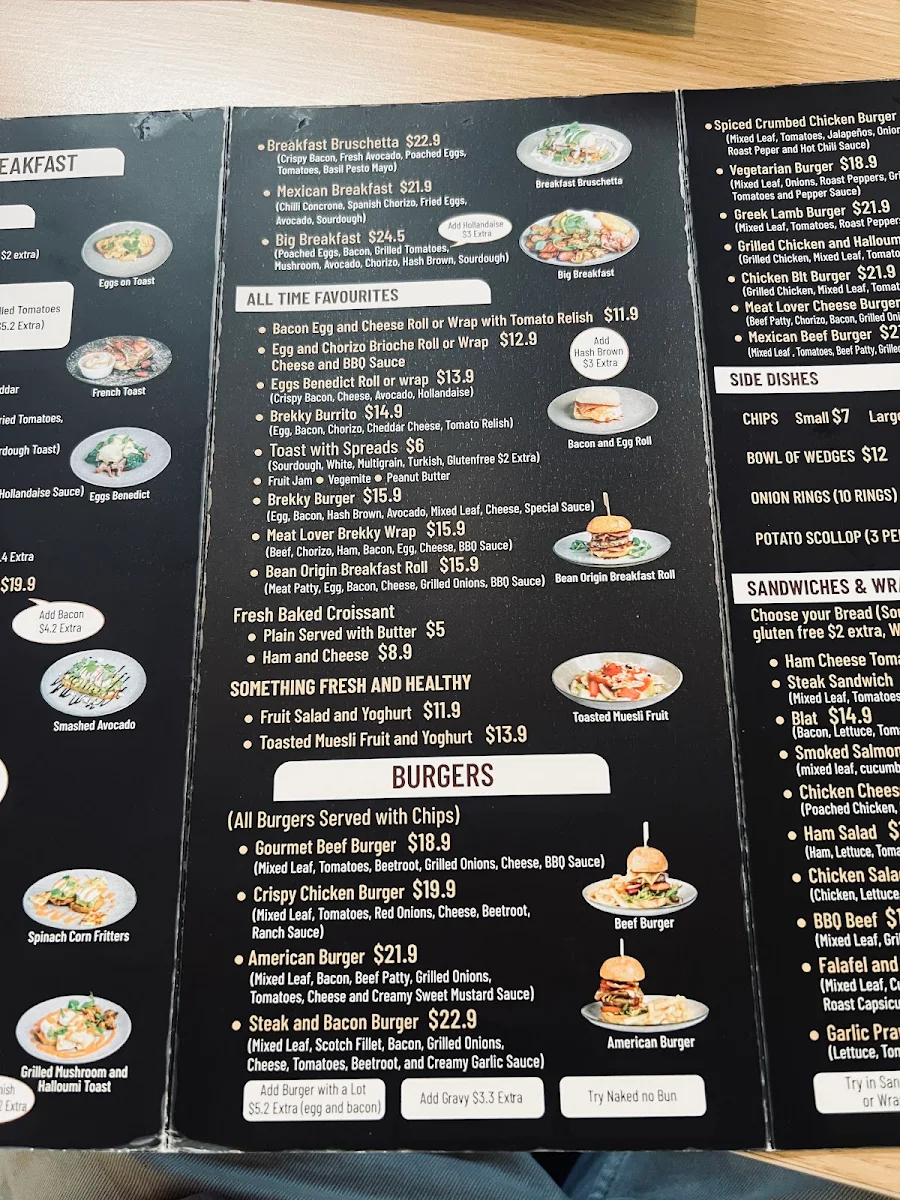 Menu, Bean Origin Kippax