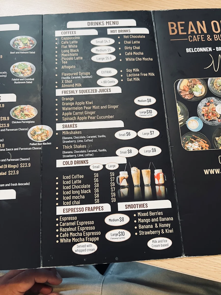 Menu, Bean Origin Kippax