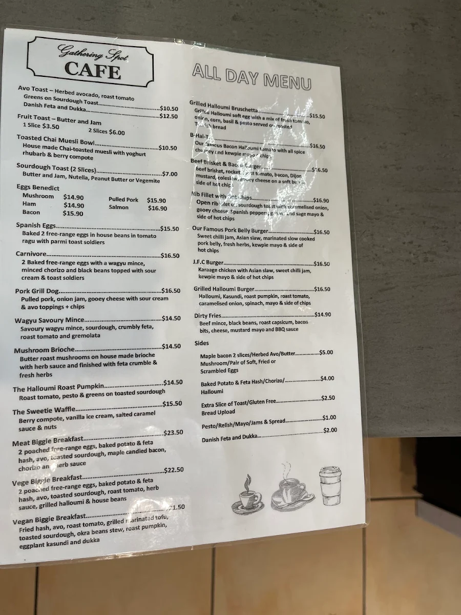 Menu, Gathering Spot Cafe