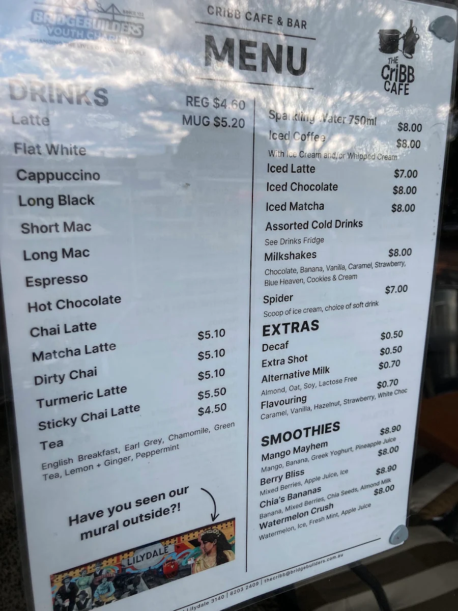 Menu, The CriBB Cafe