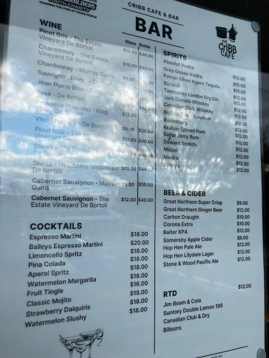 Menu, The CriBB Cafe