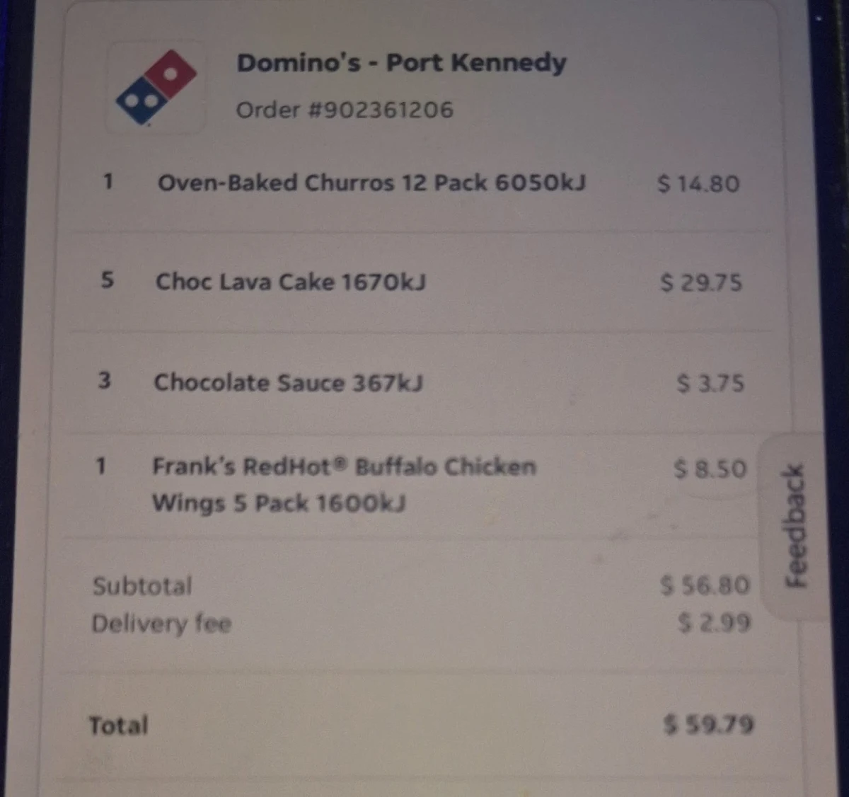 Menu, Domino's Pizza Port Kennedy