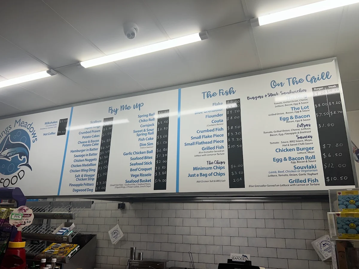 Menu, Kings Meadows Seafood