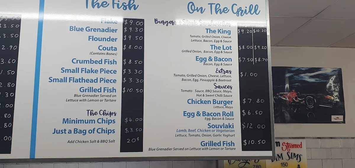 Menu, Kings Meadows Seafood