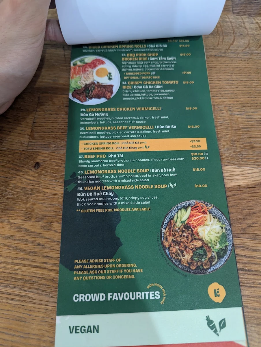 Menu, Khoi Eatery Marrickville