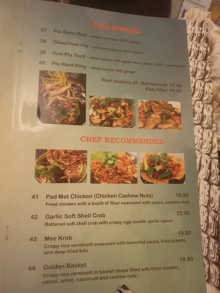 Menu, Rama Thai Camberwell