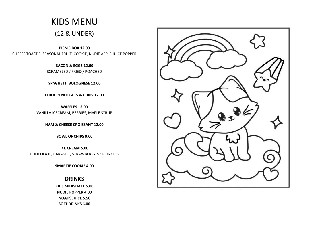 Menu, Heritage Gardens Cafe
