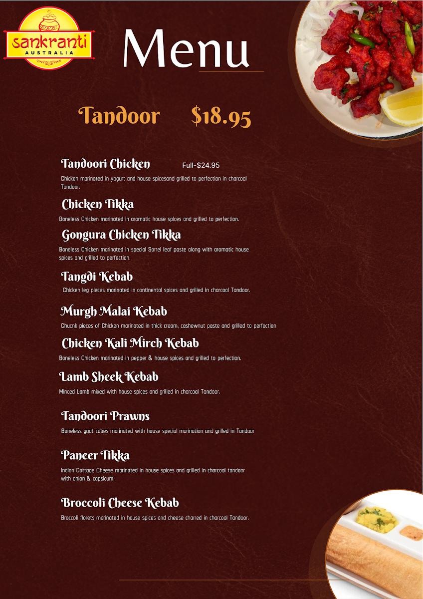 Menu, SANKRANTI AUSTRALIA