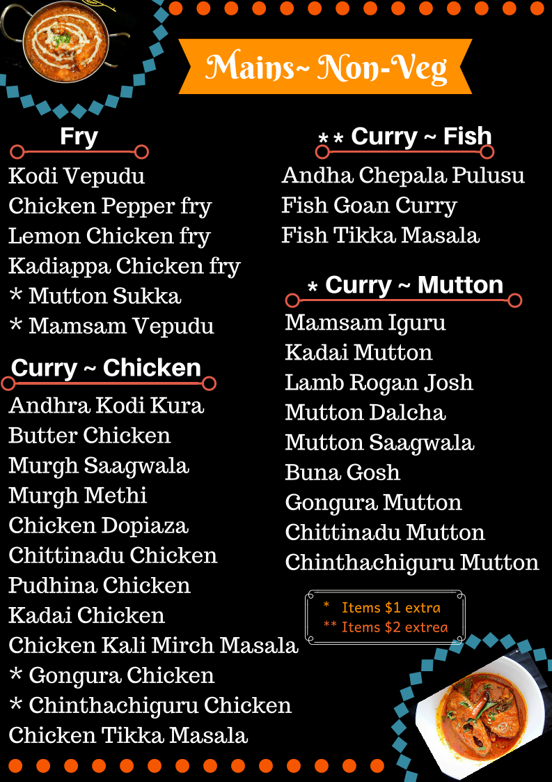 Menu, SANKRANTI AUSTRALIA