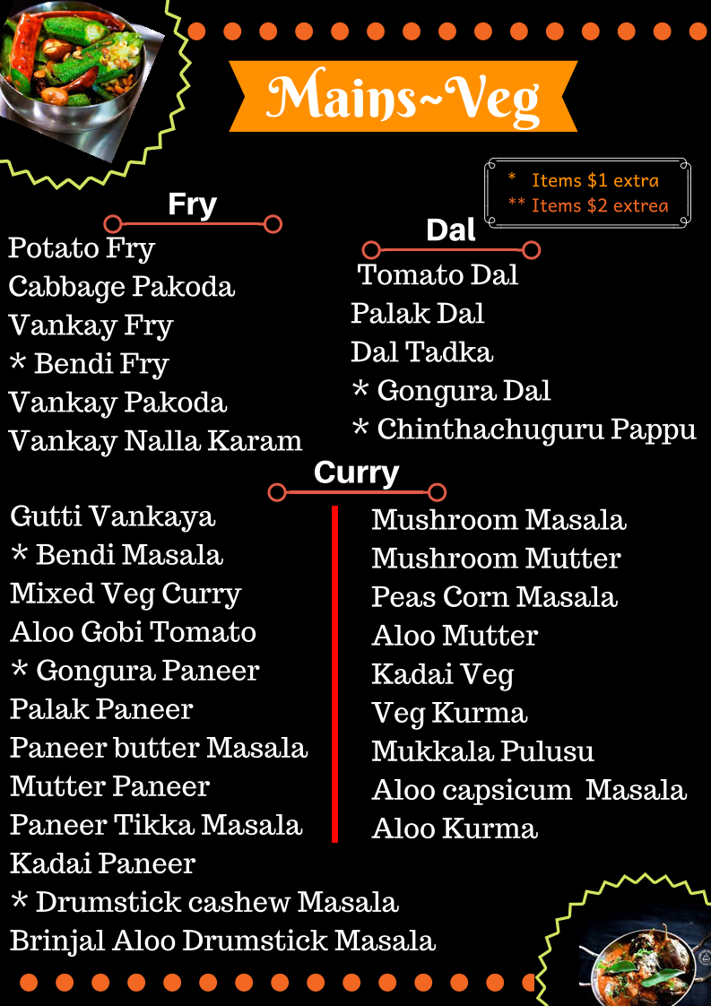 Menu, SANKRANTI AUSTRALIA
