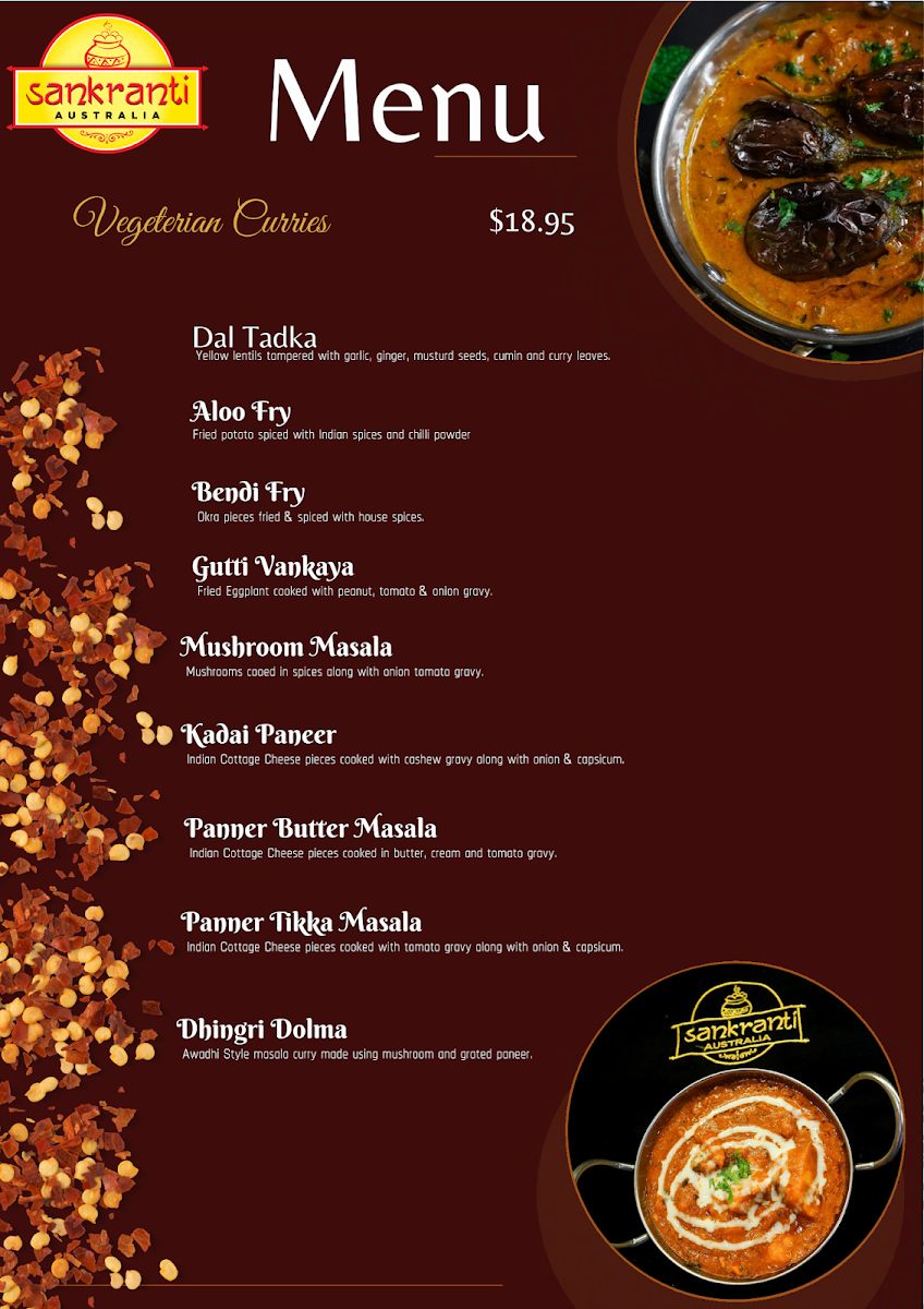 Menu, SANKRANTI AUSTRALIA