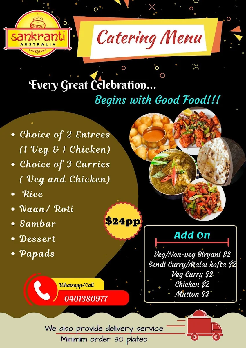 Menu, SANKRANTI AUSTRALIA
