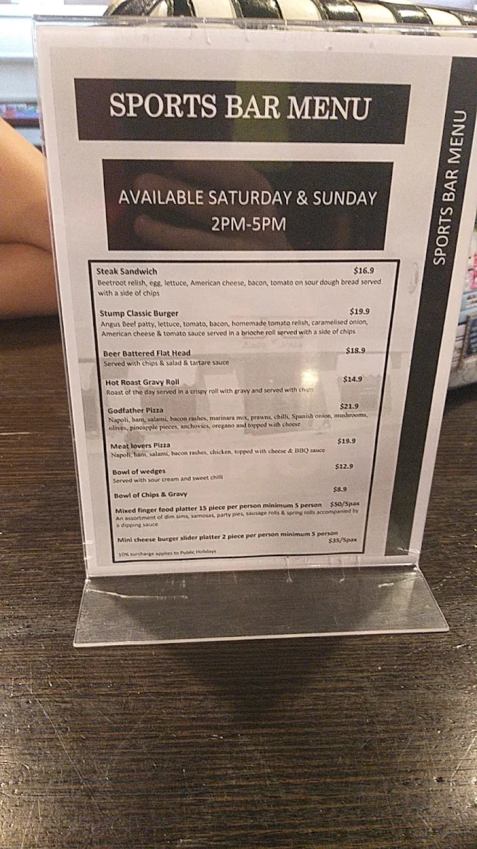 Menu, The Blazing Stump Hotel