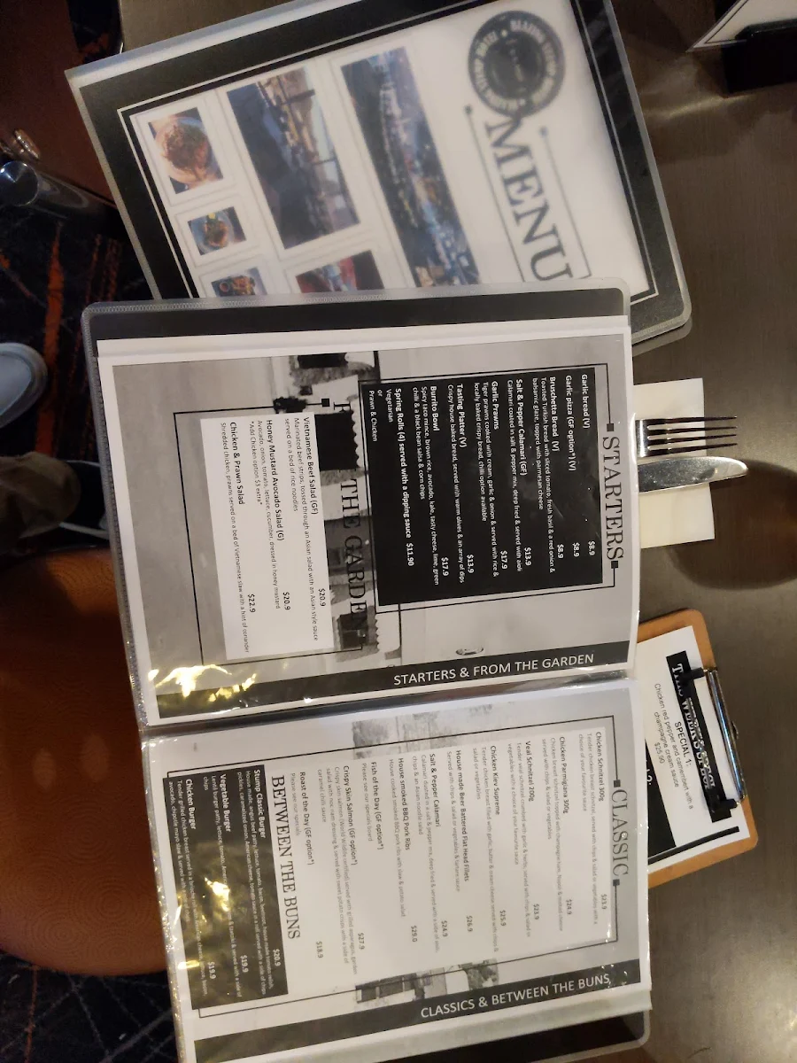 Menu, The Blazing Stump Hotel