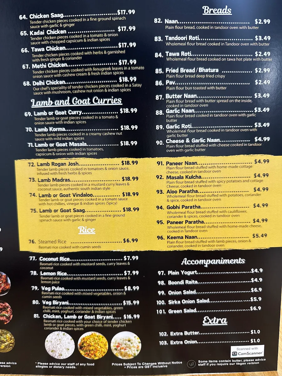 Menu, DELHI NIGHTS - Cobblebank