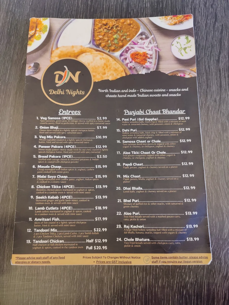 Menu, DELHI NIGHTS - Cobblebank