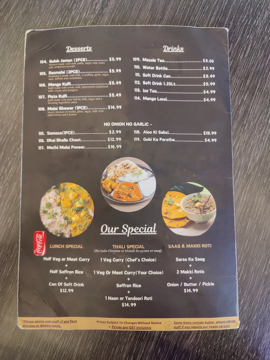 Menu, DELHI NIGHTS - Cobblebank