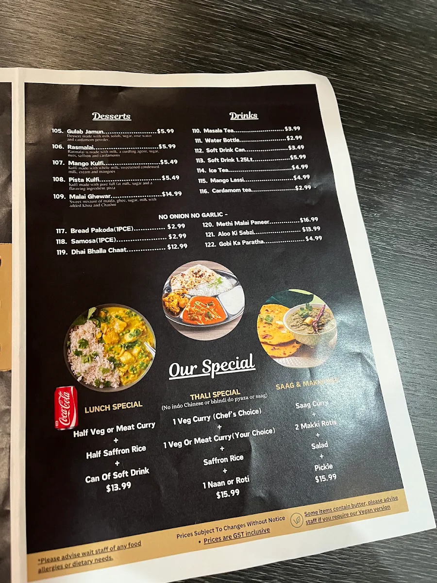 Menu, DELHI NIGHTS - Cobblebank