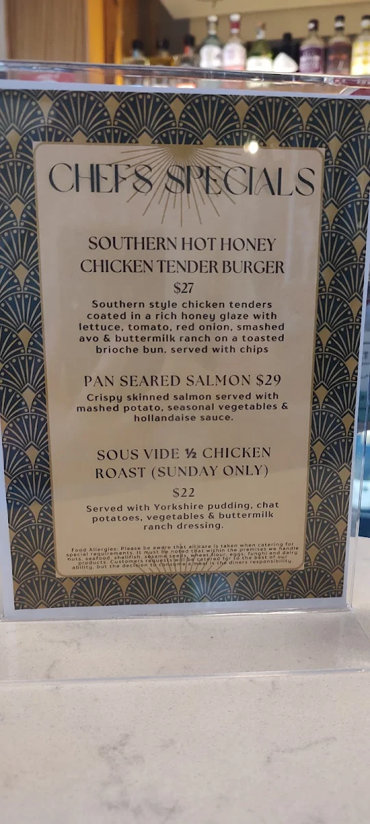 Menu, Pymble Hotel