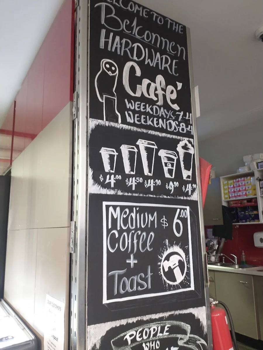 Menu, Cafe at Bunnings Belconnen