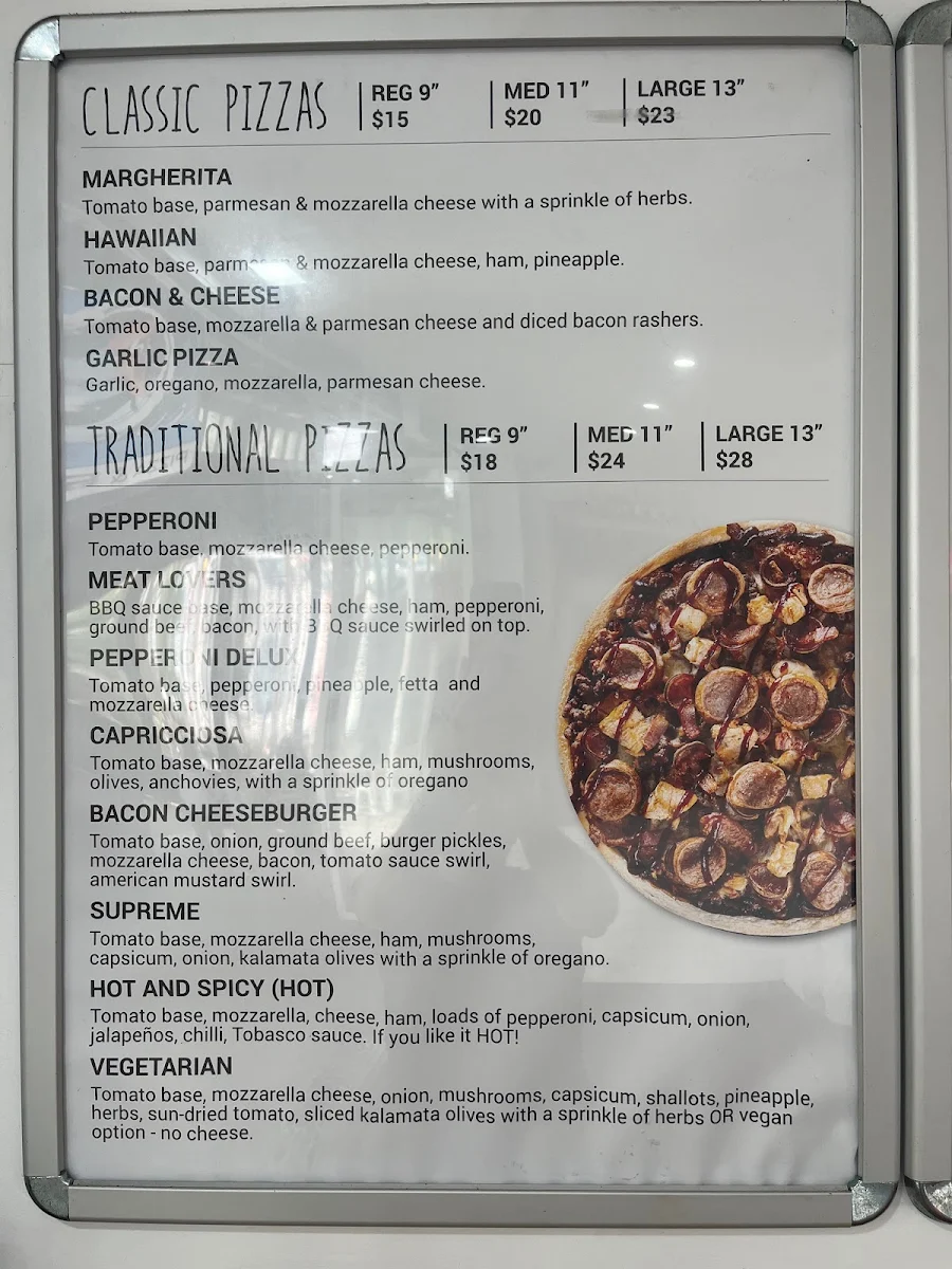 Menu, Kingscliff Pizza and Pasta