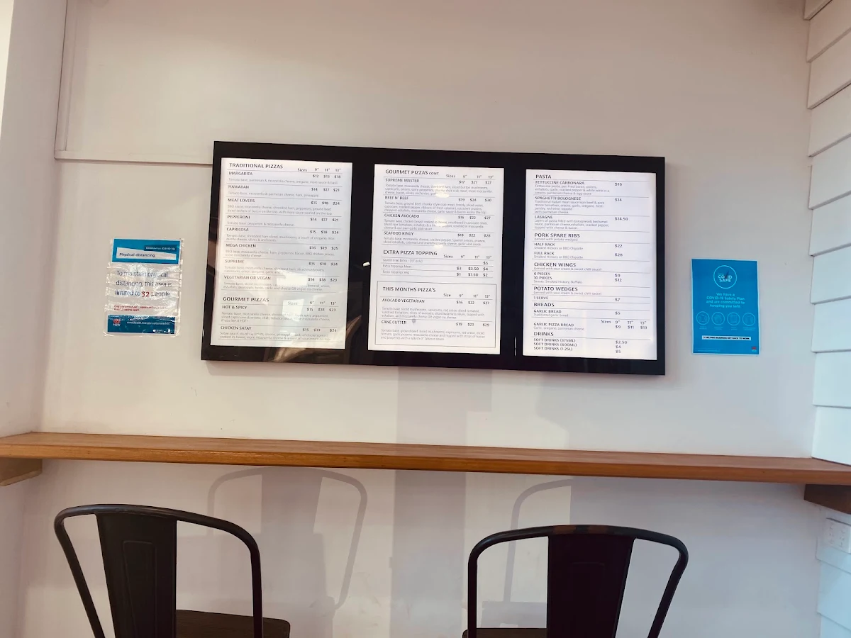 Menu, Kingscliff Pizza and Pasta
